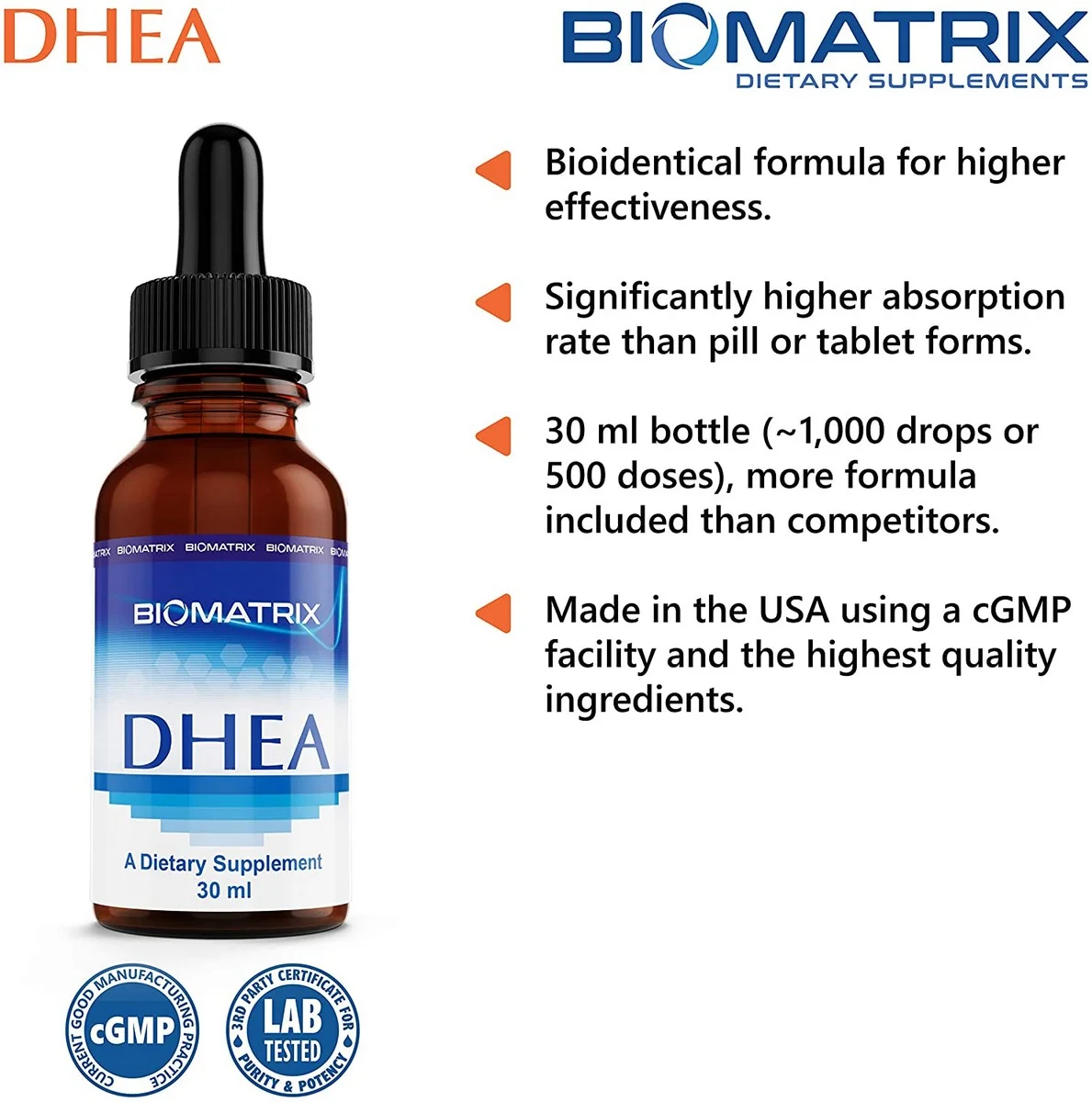 BioMatrix DHEA Drops - 30ml - By BioMatrix - Highest Quality