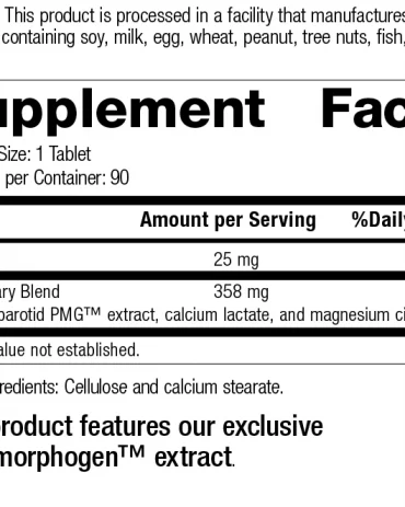 Parotid PMG Supplement label