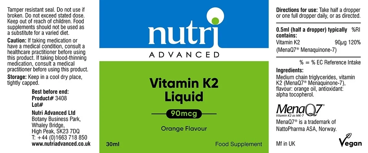 Nutri Advanced Vitamin K2 Liquid - 30ml Synergistics Europe