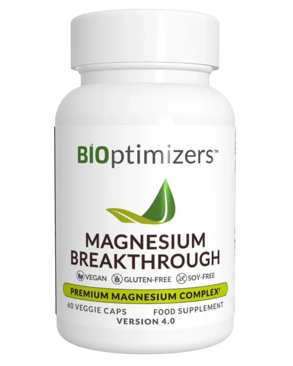 BIOptimizers Magnesium Breakthrough Premium Magnesium Complex - 60 Veggie Caps, Vegan, Gluten-Free, Soy-Free