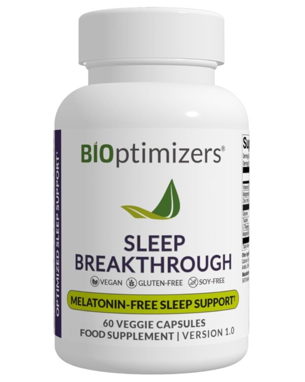 BiOptimizers Sleep Breakthrough Capsules – 60 Melatonin-Free Veggie Caps Bottle
